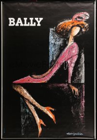 7d127 BALLY DS 47x69 French advertising poster 1970s cool artwork of woman by Alain Gauthier!