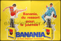 7d129 BANANIA 62x91 French advertising poster 1967 wild art of man and woman sprung from boxes!