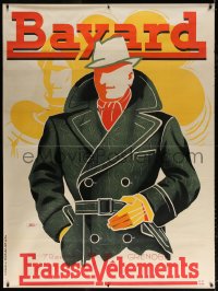 7d130 BAYARD 47x63 French advertising poster 1930s different art of man in an overcoat!
