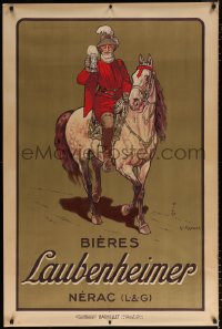 7d131 BIERES LAUBENHEIMER 31x47 French advertising poster 1915 Ripart art of King Henry IV w/beer!