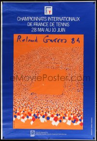 7d214 FRENCH OPEN 47x64 French special poster 1984 great art of tennis crowd by Aillaud!