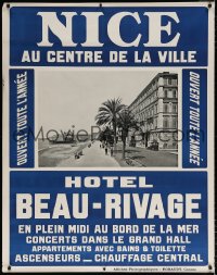 7d147 HOTEL BEAU-RIVAGE 36x45 French advertising poster 1910s image of the hotel by the boardwalk!