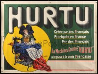7d148 HURTU 48x64 French advertising poster 1890s art of woman sewing flag by Louis Bombled!