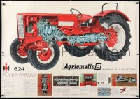 7d149 INTERNATIONAL HARVESTER 33x47 Danish advertising poster 1960s cool schematic of the tractor!