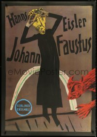 7d237 JOHANN FAUSTUS 32x45 East German stage poster 1982 Faustus, the devil, rainbow by M. Grund!