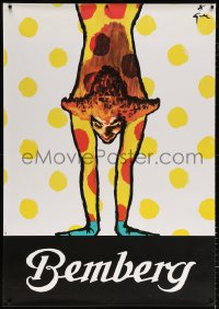 7d150 J.P. BEMBERG 38x54 Italian advertising poster 1950s clown doing handstand by Rene Gruau!