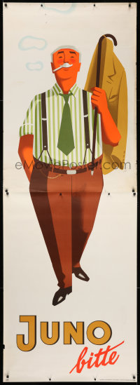 7d153 JUNO cane style 33x94 German advertising poster 1950s Walter Muller smoking art!