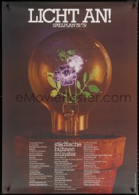 7d240 LICHT AN 33x47 German stage poster 1978 light bulb in a flower pot by Holger Matthies!