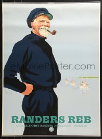 7d044 RANDERS REB 24x33 Danish advertising poster 1949 great art of sailor smoking pipe!