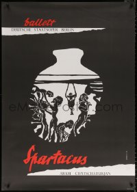 7d245 SPARTACUS 32x45 East German stage poster 1973 Roman pot with figures drawn on it by Dobieca!