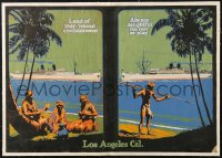 7d042 LOS ANGELES CAL linen 19x27 travel poster 1920s travel to Honolulu on steam ships, rare!