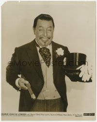 7f248 CHARLIE CHAN IN LONDON 8x10.25 still 1934 happy Warner Oland in tux holding top hat & cane!