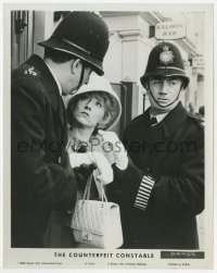 7f270 COUNTERFEIT CONSTABLE 8x10.25 still 1966 close up of Colette Brosset grabbed by policemen!
