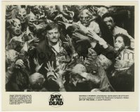 7f291 DAY OF THE DEAD candid 8.25x10 still 1985 George Romero in a sea of his zombie creations!