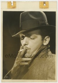 7f322 DOUGLAS FAIRBANKS JR 8x11 key book still 1930s smoking portrait in fedora & upturned collar!