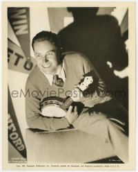 7f587 LANNY ROSS 8.25x10.25 still 1934 portrait with banjo & college pennants from College Rhythm!