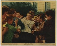 7f078 REBEL WITHOUT A CAUSE color 8x10 still #10 1955 James Dean grabbed by angry classmates!