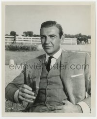 7f820 SEAN CONNERY 8.25x10 still 1964 seated portrait as James Bond on the set of Goldfinger!