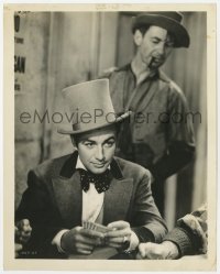 7f859 STAND UP & FIGHT 8x10 still 1939 great close up of Robert Taylor playing poker in top hat!