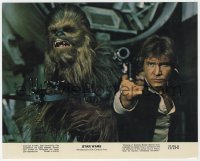 7f087 STAR WARS 8x10 mini LC 1977 great close up of Harrison Ford as Han Solo with Chewbacca!