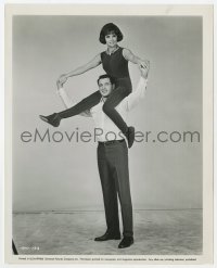 7f866 STRANGE BEDFELLOWS candid 8x10 still 1965 Gina Lollobrigida on Rock Hudson's shoulders!