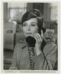 7f957 WAIT UNTIL DARK 8.25x10 still 1967 close up of pretty blind Audrey Hepburn with telephone!