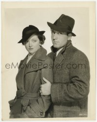 7f973 WHIPSAW 8x10.25 still 1935 posed portrait of Spencer Tracy & Myrna Loy in coats & hats!