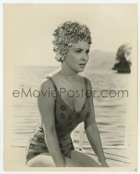 7f993 WOMAN OF STRAW 8.25x10.25 still 1964 Gina Lollobrigida in sexy swimsuit & bathing cap!