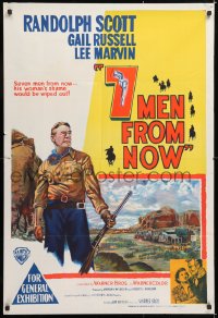 7g535 7 MEN FROM NOW Aust 1sh 1956 Budd Boetticher, Scott with rifle by Southern Studios!