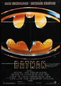 7g542 BATMAN Aust 1sh 1989 directed by Tim Burton, Nicholson, Keaton, cool image of Bat logo!