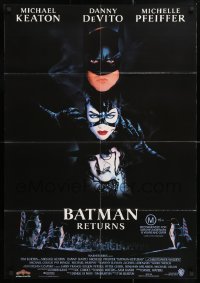 7g544 BATMAN RETURNS Aust 1sh 1992 Michael Keaton, Danny DeVito, Michelle Pfeiffer, Tim Burton!