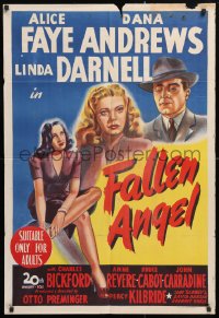 7g575 FALLEN ANGEL Aust 1sh 1946 Preminger, Alice Faye, Dana Andrews, sexy bad girl Linda Darnell!
