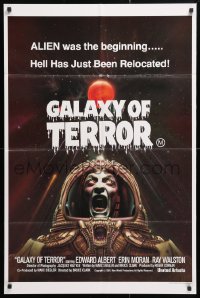7g581 GALAXY OF TERROR Aust 1sh 1981 Hell has just been relocated, creepy astronaut image!