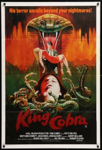 7g592 KING COBRA Aust 1sh 1981 Jaws of Satan, great different horror art by Lutz Peltzer!