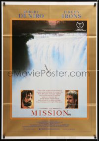 7g605 MISSION Aust 1sh 1986 Robert De Niro, Jeremy Irons, cool waterfall artwork!