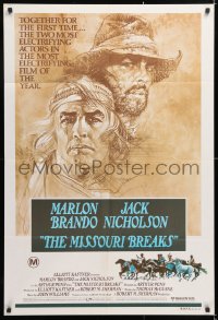 7g607 MISSOURI BREAKS Aust 1sh 1976 art of Marlon Brando & Jack Nicholson by Bob Peak!