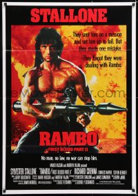 7g624 RAMBO FIRST BLOOD PART II Aust 1sh 1985 no law, no war can stop Sylvester Stallone!