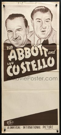 7g660 ABBOTT & COSTELLO STOCK Aust daybill 1950s different art of Bud and Lou!