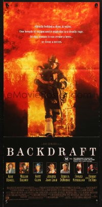 7g678 BACKDRAFT Aust daybill 1991 firefighter Kurt Russell rescuing child from fire, Ron Howard!