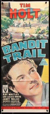 7g680 BANDIT TRAIL Aust daybill 1941 cool close up art of Tim Holt & art of gunfight!