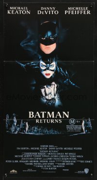 7g682 BATMAN RETURNS Aust daybill 1992 Keaton, Danny DeVito, Pfeiffer, Tim Burton!