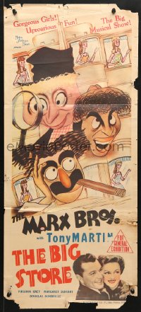 7g689 BIG STORE Aust daybill 1941 great art of the three Marx Brothers, Groucho, Harpo & Chico!