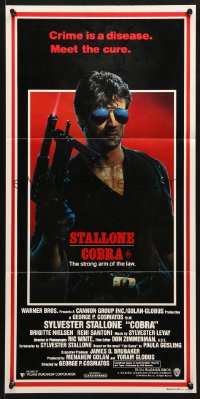 7g720 COBRA Aust daybill 1986 crime is a disease and Sylvester Stallone is the cure!
