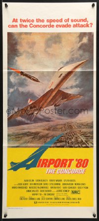 7g724 CONCORDE: AIRPORT '79 Aust daybill 1979 cool art of fastest airplane attacked by missile!