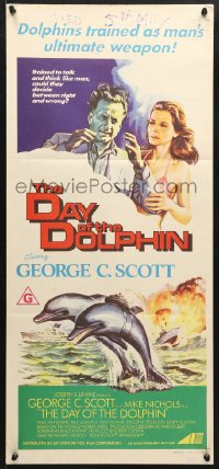 7g740 DAY OF THE DOLPHIN Aust daybill 1973 George C. Scott, Mike Nichols, dolphin assassin!