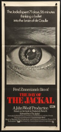 7g741 DAY OF THE JACKAL Aust daybill 1973 Fred Zinnemann assassination classic, killer Edward Fox!