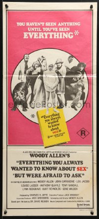7g764 EVERYTHING YOU ALWAYS WANTED TO KNOW ABOUT SEX Aust daybill 1973 Woody Allen, Carradine!