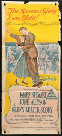 7g791 GLENN MILLER STORY Aust daybill R1960s James Stewart in the title role, June Allyson, Louis Armstrong!