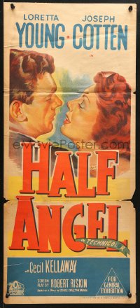 7g798 HALF ANGEL Aust daybill 1951 Loretta Young, Joseph Cotten, confessions of a lady sleepwalker!