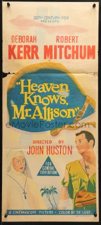 7g805 HEAVEN KNOWS MR. ALLISON Aust daybill 1957 different art of Mitchum & nun Deborah Kerr!